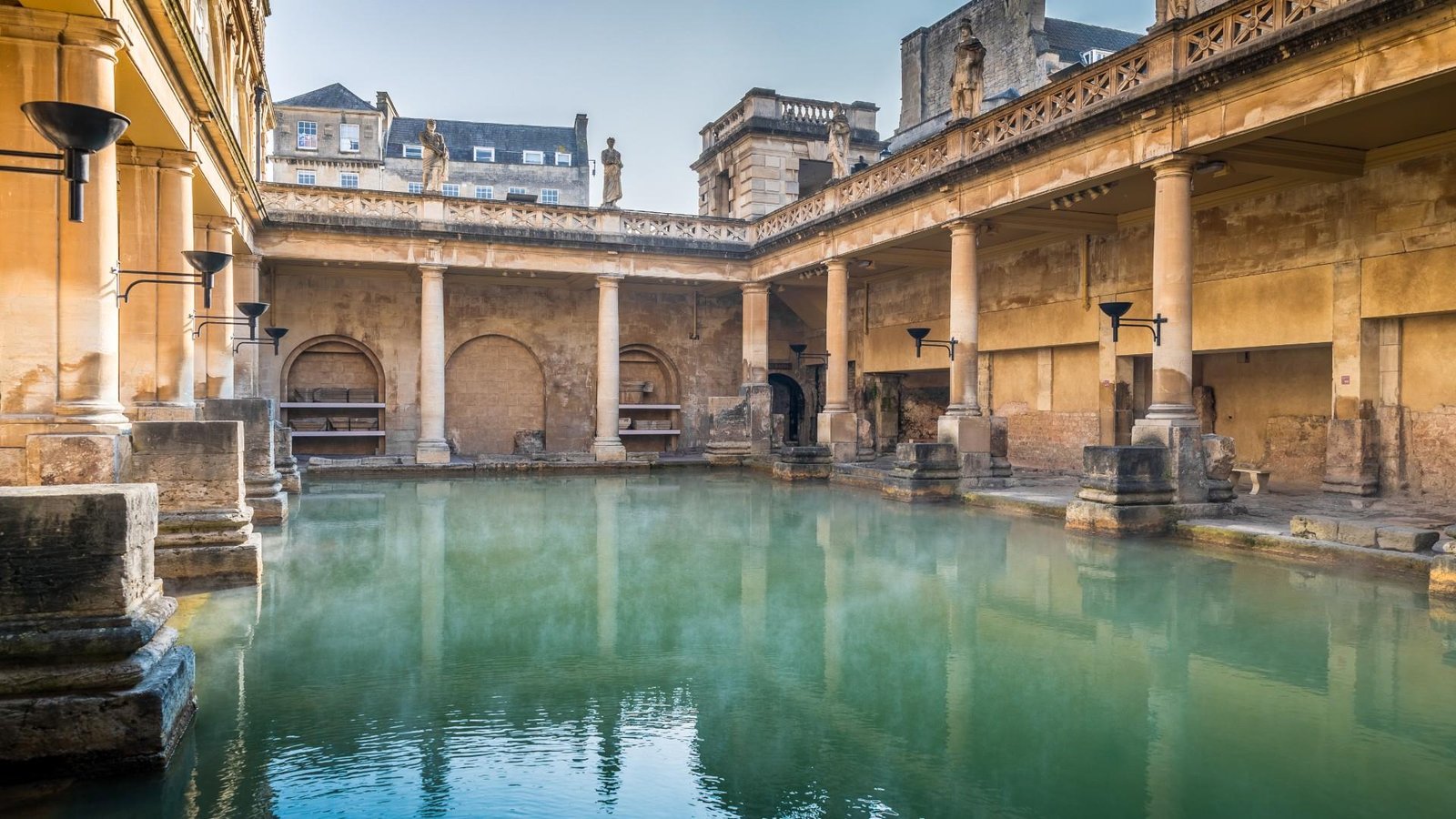 Ancient Roman Baths complex in Bath, England