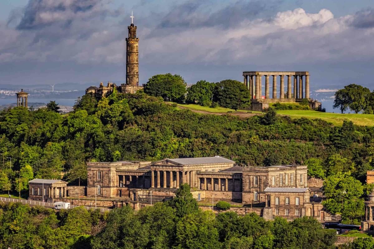Calton Hill across Edinburgh Old Town