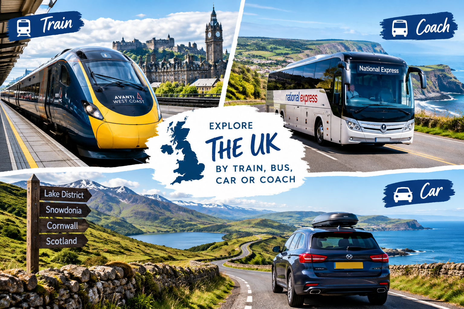 How to travel around the UK in train, bus, car or coach