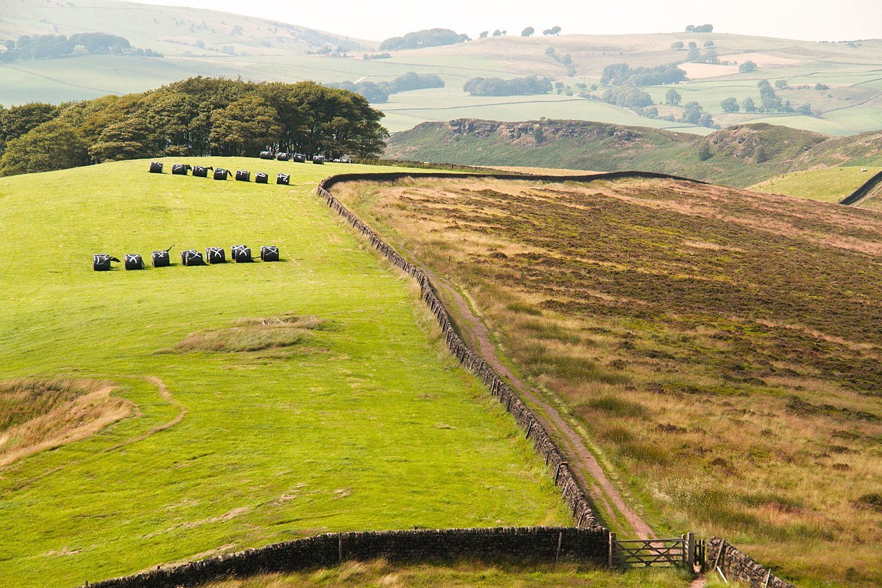 Rolling hills and countryside in the Peak District