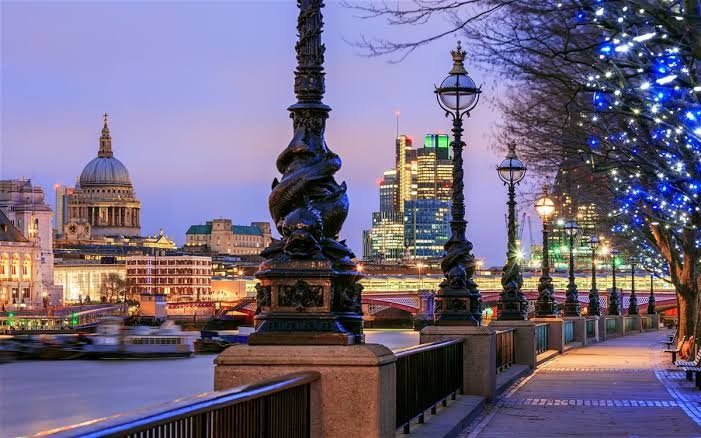 South Bank and River Thames in London