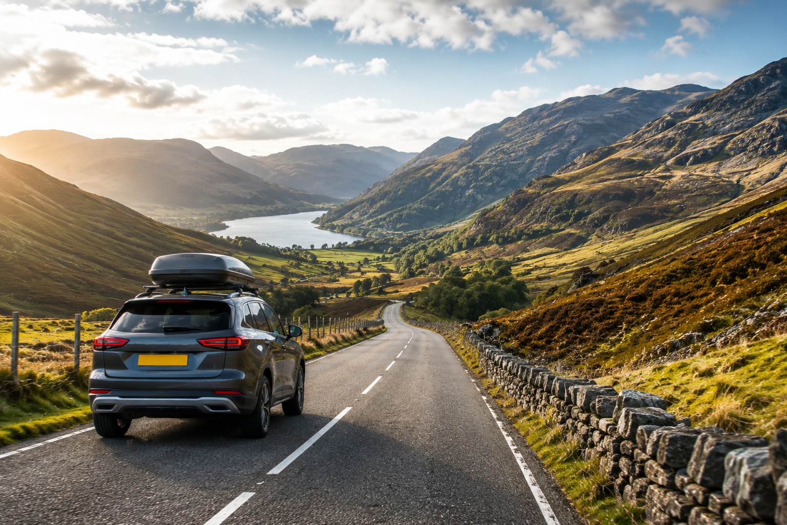 UK countryside road trip on rental car