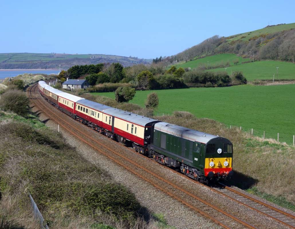Intercity train travelling countryside