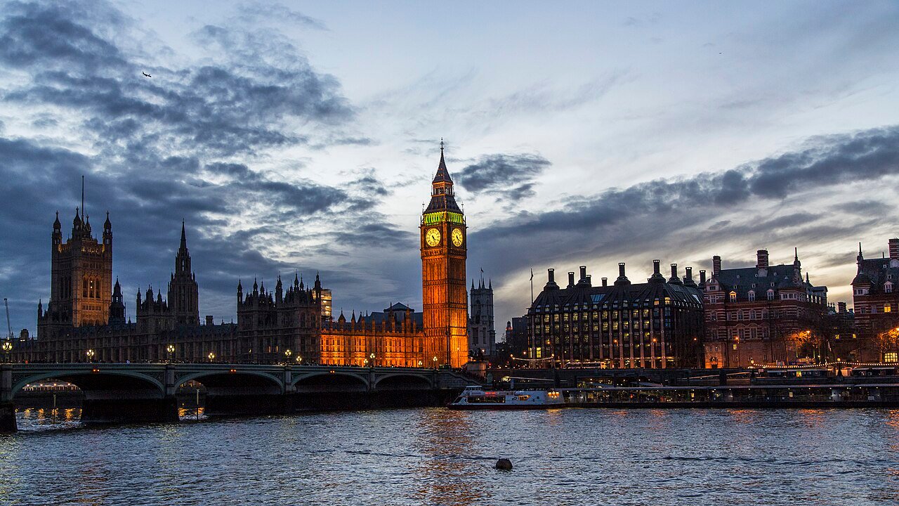 Big Ben and the Palace of Westminster beside the River Thames in London